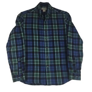 L.L. BEAN Men's Flannel Plaid Long Sleeve Button Down 100% Cotton Shirt Size S